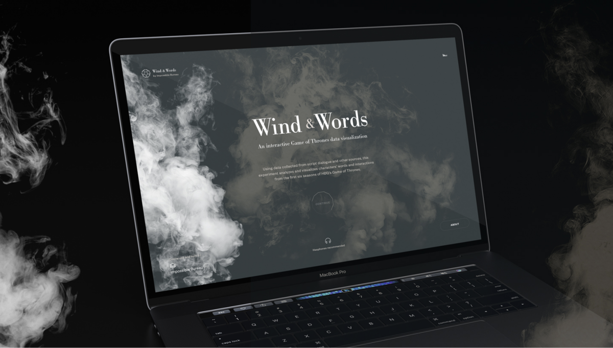 Wind & Words: an interactive data visualization experiment based on a complete dialogue analysis of every episode of HBO’s Game of Thrones.